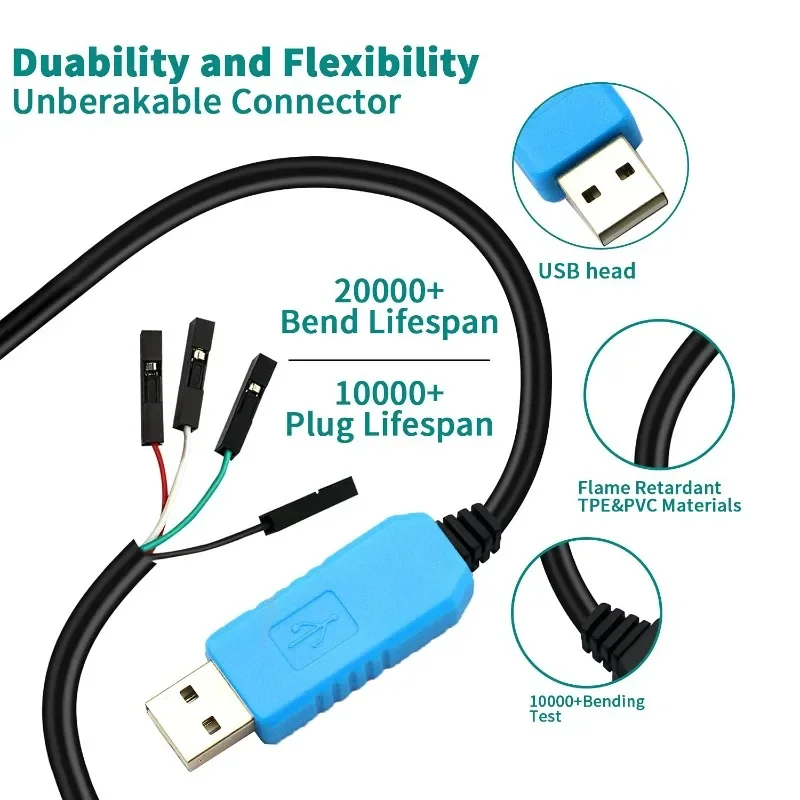 3 uds PL2303TA Cable de descarga USB a TTL Rs232 Cable serie Cable de consola de depuración Compatible con Win XP/VISTA/7/8/8,1 para Arduino - imagen 3