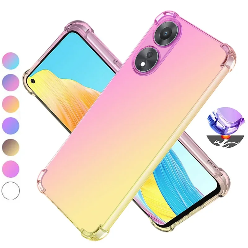 Funda de TPU gradiente para Airbag, cubierta protectora a prueba de golpes para OPPO A79 5G, A38, A18, A98, A78, A17K, A57S, A77, A96, A76, A16K, A54S