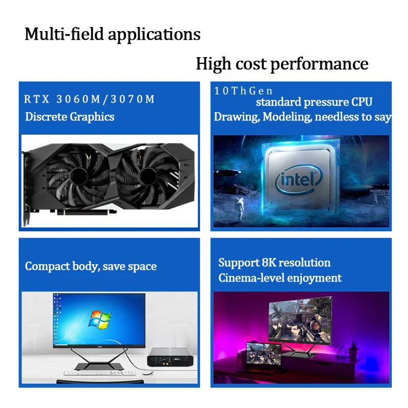 Versión mejorada de 11. a generación MINI PC para juegos Intel Core i7-11800H RTX 3070 8G RTX3060M 12G RTX4060 8G GPU 2 * DDR4 4 salidas de pantalla - imagen 5