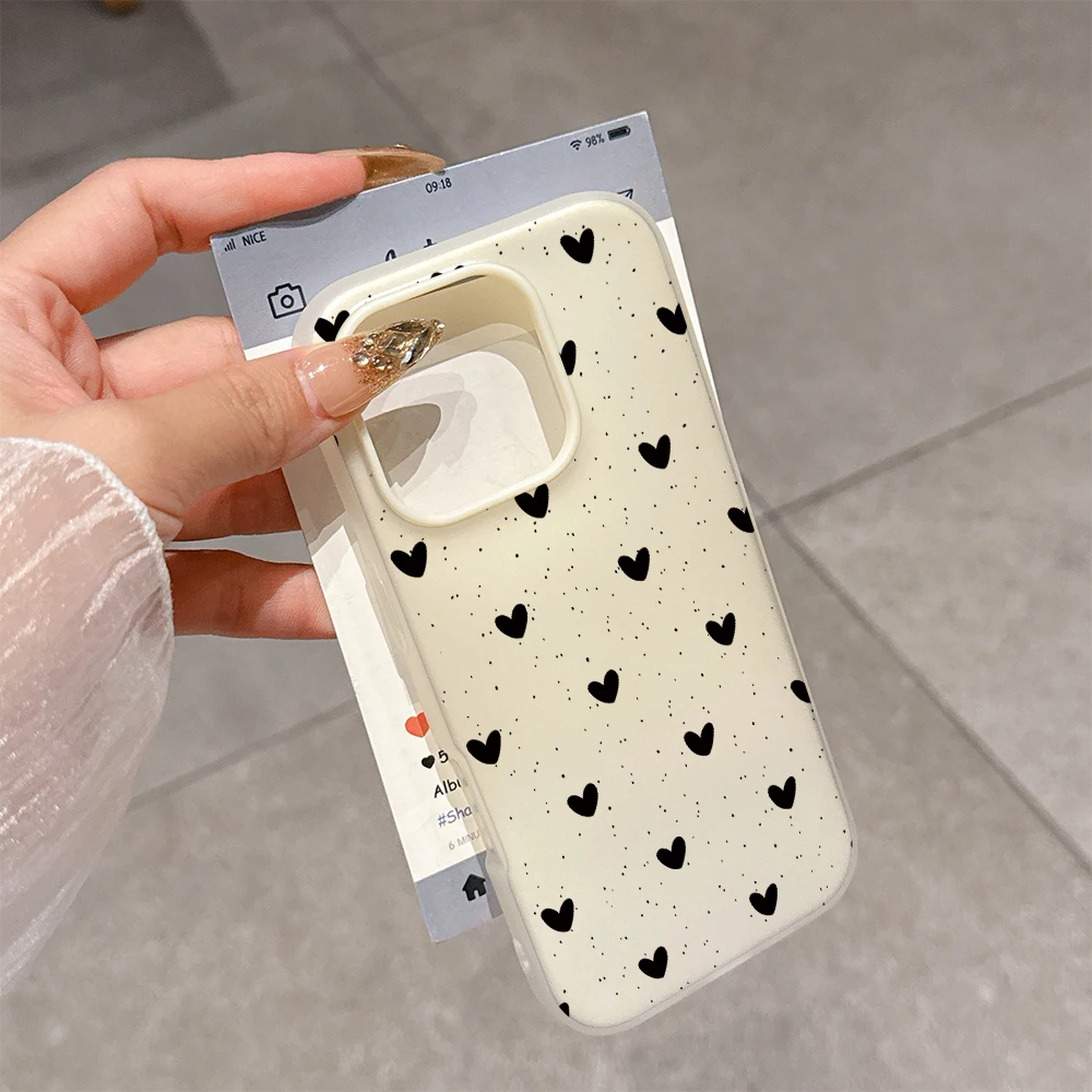 Funda de teléfono de caramelo mate con lunares y corazón negro para Honor 400 Lite 400 Pro Magic 6 90 Lite 5G Honor X7B X9B, funda suave antigolpes - imagen 4