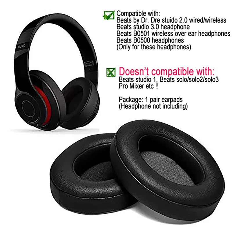 Almohadillas de repuesto para auriculares Beats Studio 2 3, almohadillas inalámbricas/con cable, compatible con Bluetooth, funda suave - imagen 3