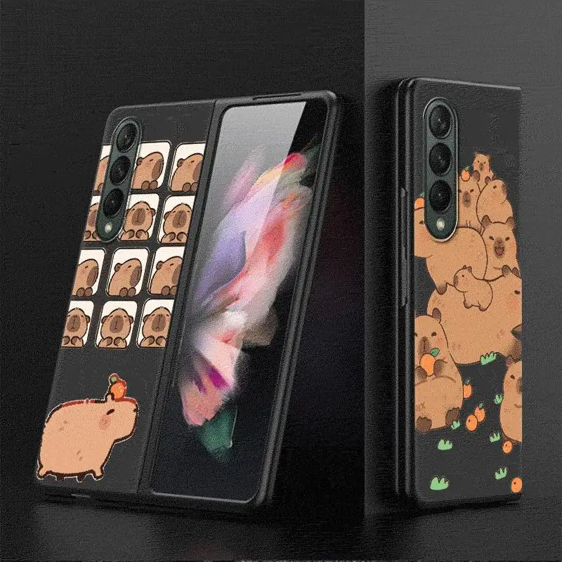 Fundas de capibara de dibujos animados para Samsung Galaxy Z Fold6 Z Fold3 ZFold4 Z Fold5 5G Z Fold4 5G Coque parachoques cubierta a prueba de golpes - imagen 4