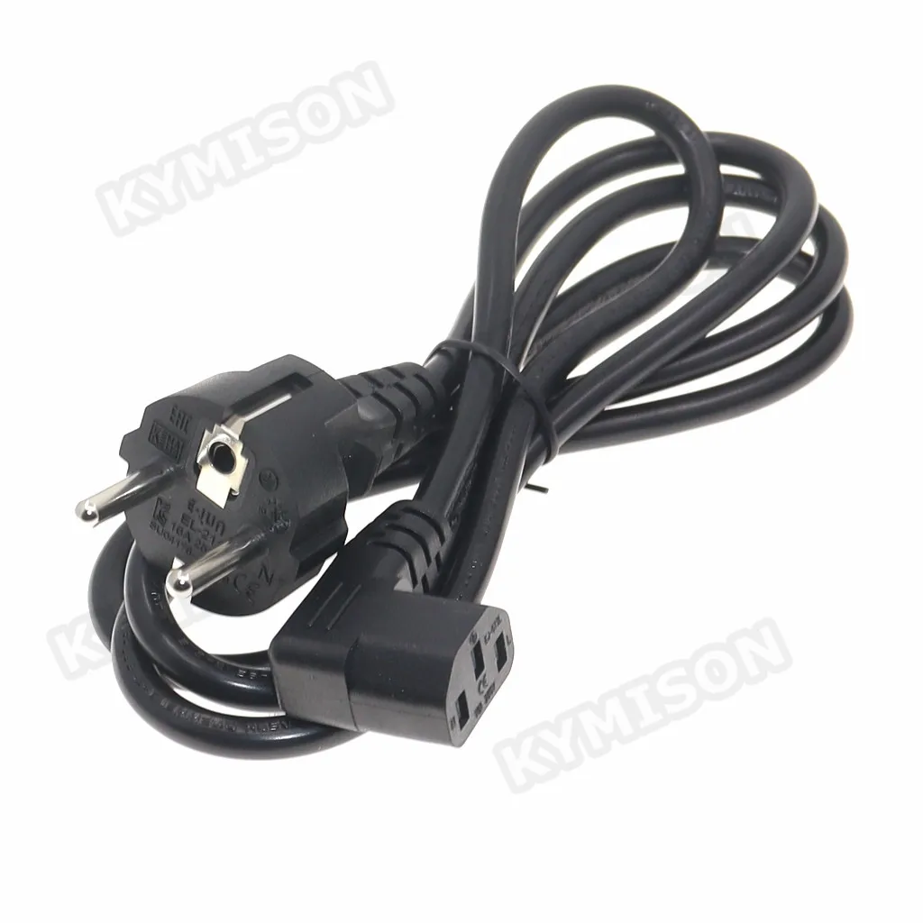 CEE7/7 Cables de alimentación europeos rectos Schuko a IEC C13, Cable H05VV-F de 0,75 mm, Cable de alimentación de ángulo de 90 grados Schuko de la UE a C13, 150 CM - imagen 4