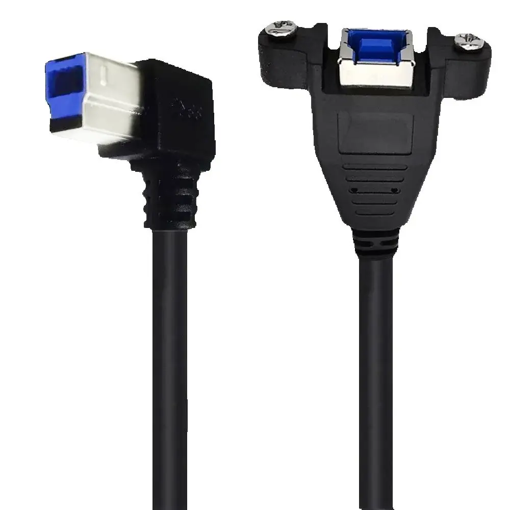 Cable de extensión de impresión de codo USB3.0 USB-B con tornillo fijo macho a hembra caja de disco duro escáner Cable de datos de impresora 0,5 m