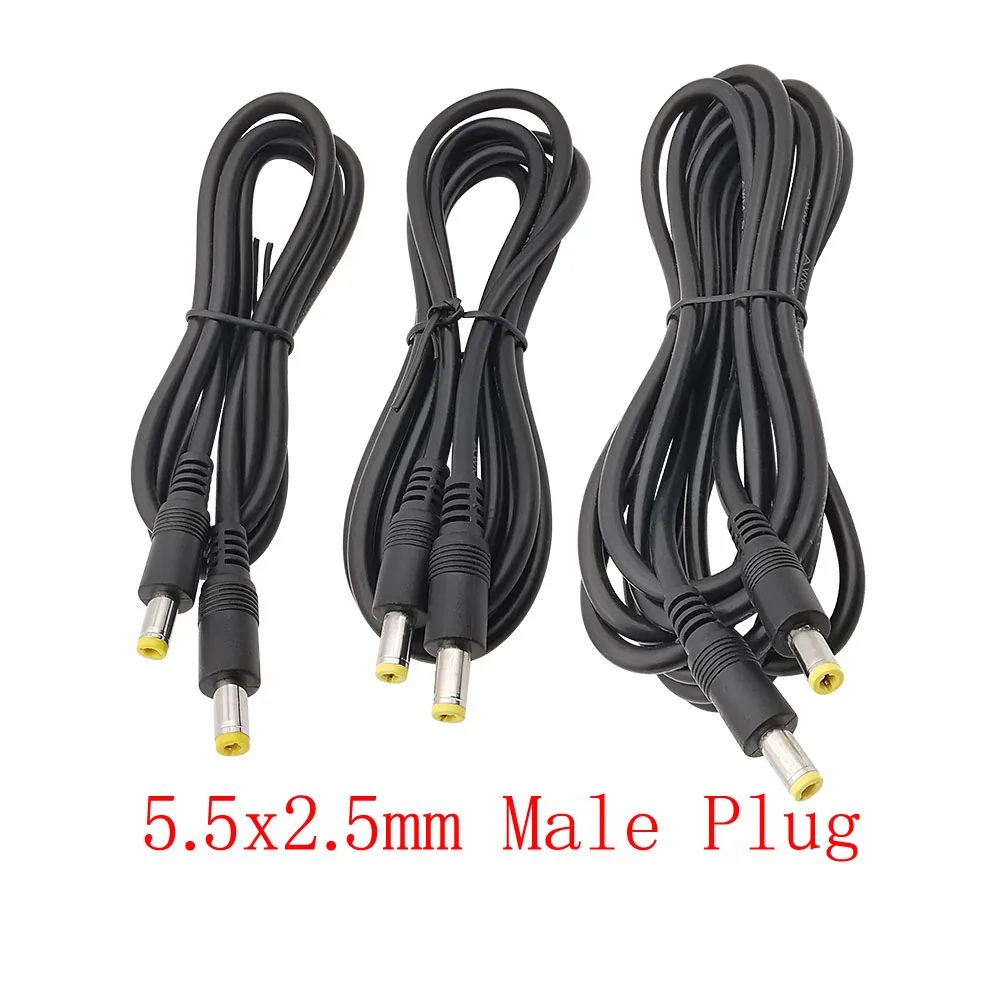 Cable de extensión de alimentación CC 5,5x2,5mm macho a 5,5x2,5mm conector de alimentación macho para tira de LED Cable de extensión de cámara CCTV