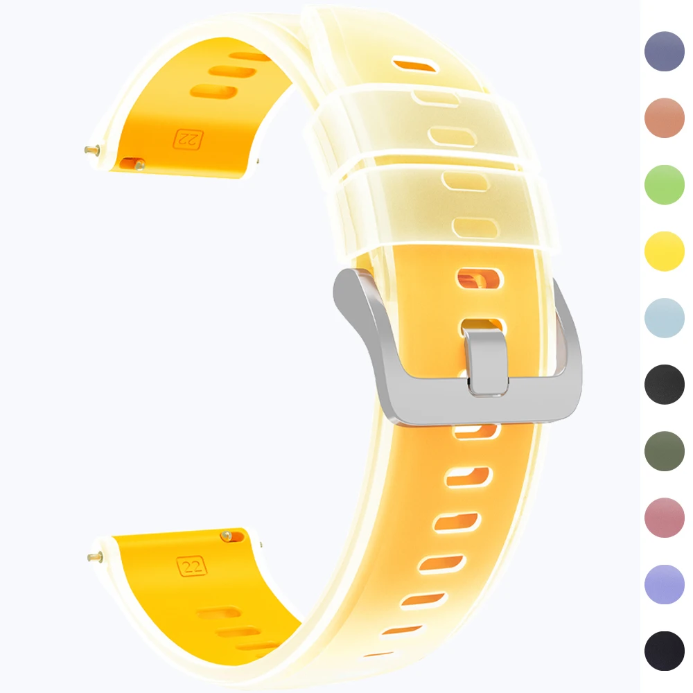 Correa de 22mm para POLAR Vantage M3 M2 M V3 Band GRIT X X2 Pro pulsera de silicona transparente de dos tonos Correa para COROS PACE 4 3