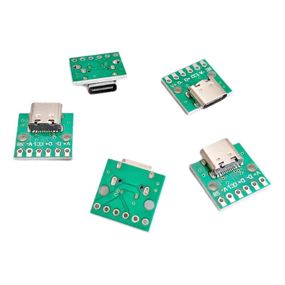 2/5/10 Uds 6 juntas de soldadura USB TYPE-C a DIP PCB conector sin aguja tablero de prueba soldadura hembra Dip Pin adaptador de cabecera - imagen 3