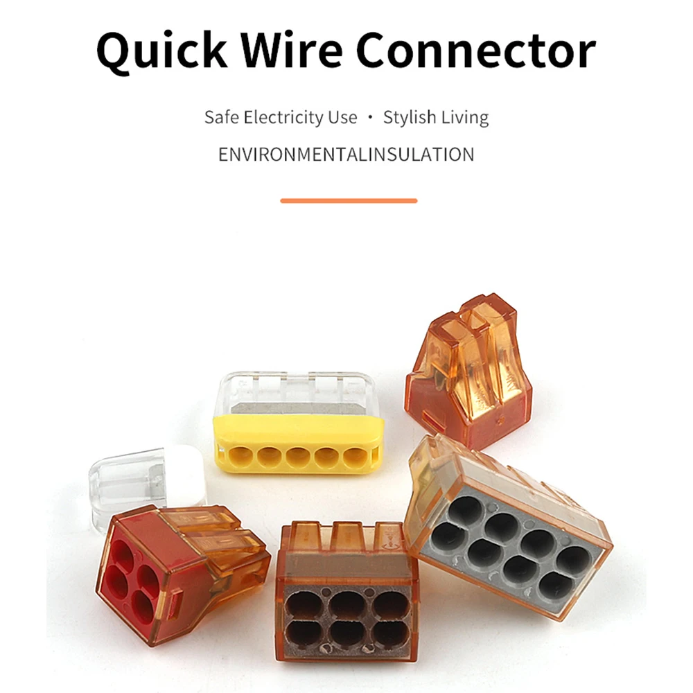 25 uds Mini conectores de cableado rápido 2/3/4/5/6/8 Pin cable duro inserción recta compacto tipo Push-in bloque de terminales de Conductor - imagen 2