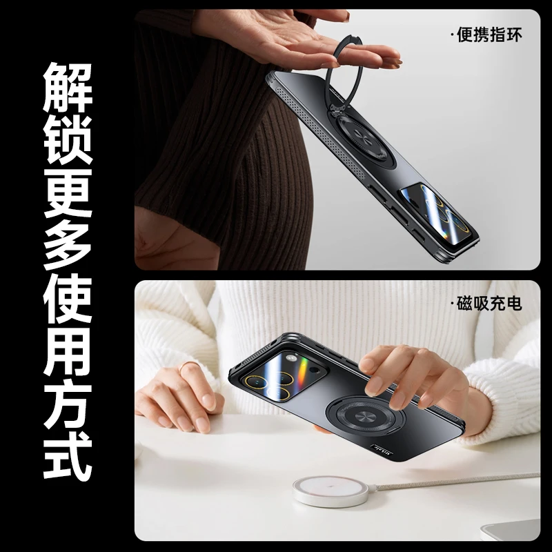 Para Iphone 17 Pro Max lente cámara película mate estuche rígido para Iphone Air 17pro Max magnético para Magsafe anillo soporte cubierta - imagen 4