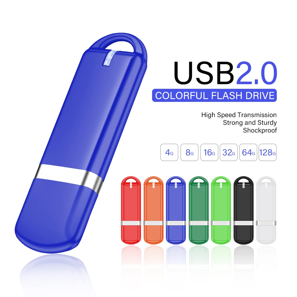 Unidad Flash USB colorida JASTER, memoria de regalo de negocios de 128GB, unidad de bolígrafo de plástico de 64GB, disco U de 32GB de capacidad Real, memoria colgante de 16GB