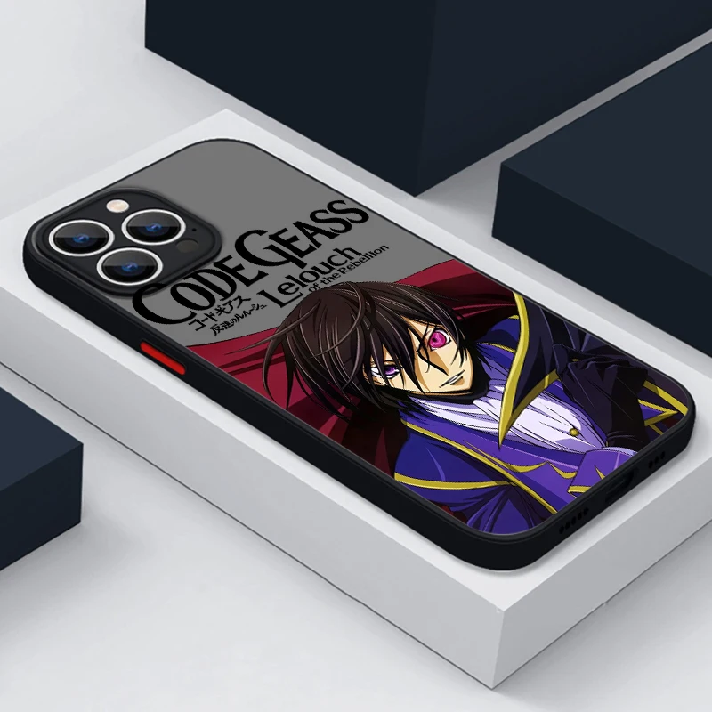 Funda translúcida mate para teléfono móvil Apple, carcasa de Anime con código GEASS, para iPhone 15, 14, 13, 12, 11, XS, Mini Pro Max, 8, XR, X - imagen 4
