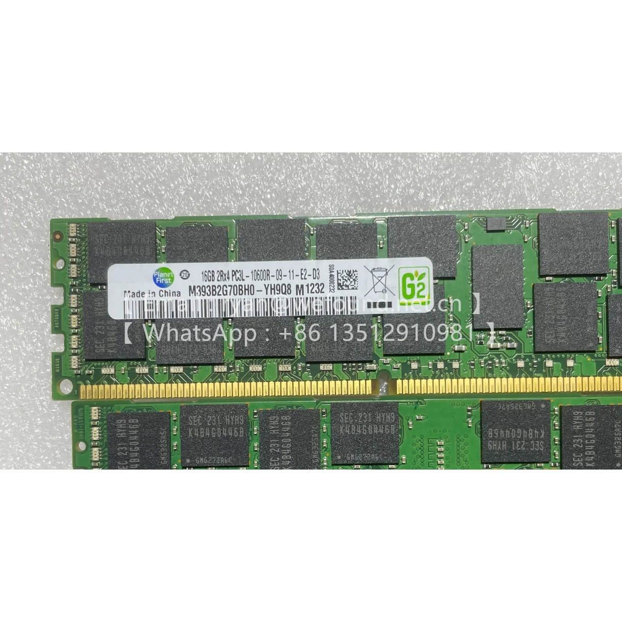 8 piezas, 16GB PC3L DDR3 10600R 1333Mhz para Samsung M393B2G70BH0 memoria DRAM - imagen 3