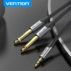 Vention Cable TRS de 3,5mm a doble 6,5mm AUX macho Mono 6,5 Jack a estéreo 3,5 Jack Cable de Audio para amplificador mezclador adaptador de 6,35mm