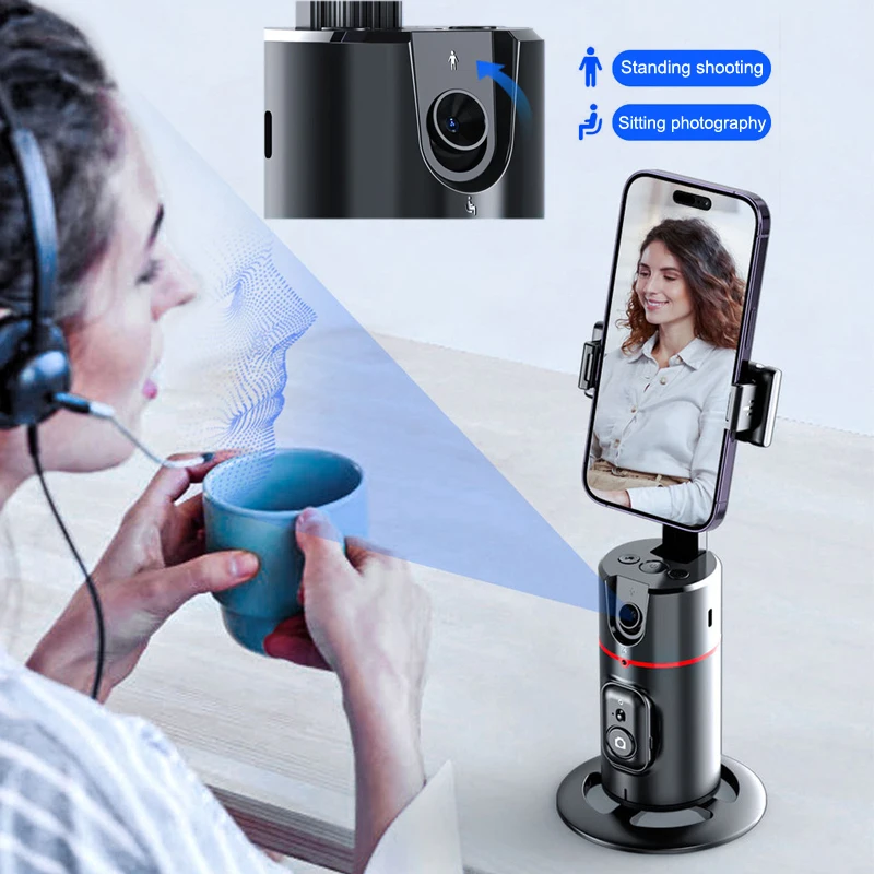 Estabilizador de cardán inteligente para teléfono inteligente, palo de Selfie, monopié de seguimiento de escritorio, PTZ, rotación de 360, para Tiktok en vivo - imagen 3