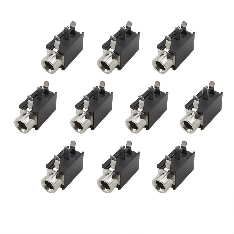 PJ-316 Conector hembra de 3,5 mm Conectores de 3 pines Auriculares de audio Mono Terminales de enchufe de 3,5 mm Conector de montaje PCB Negro PJ316