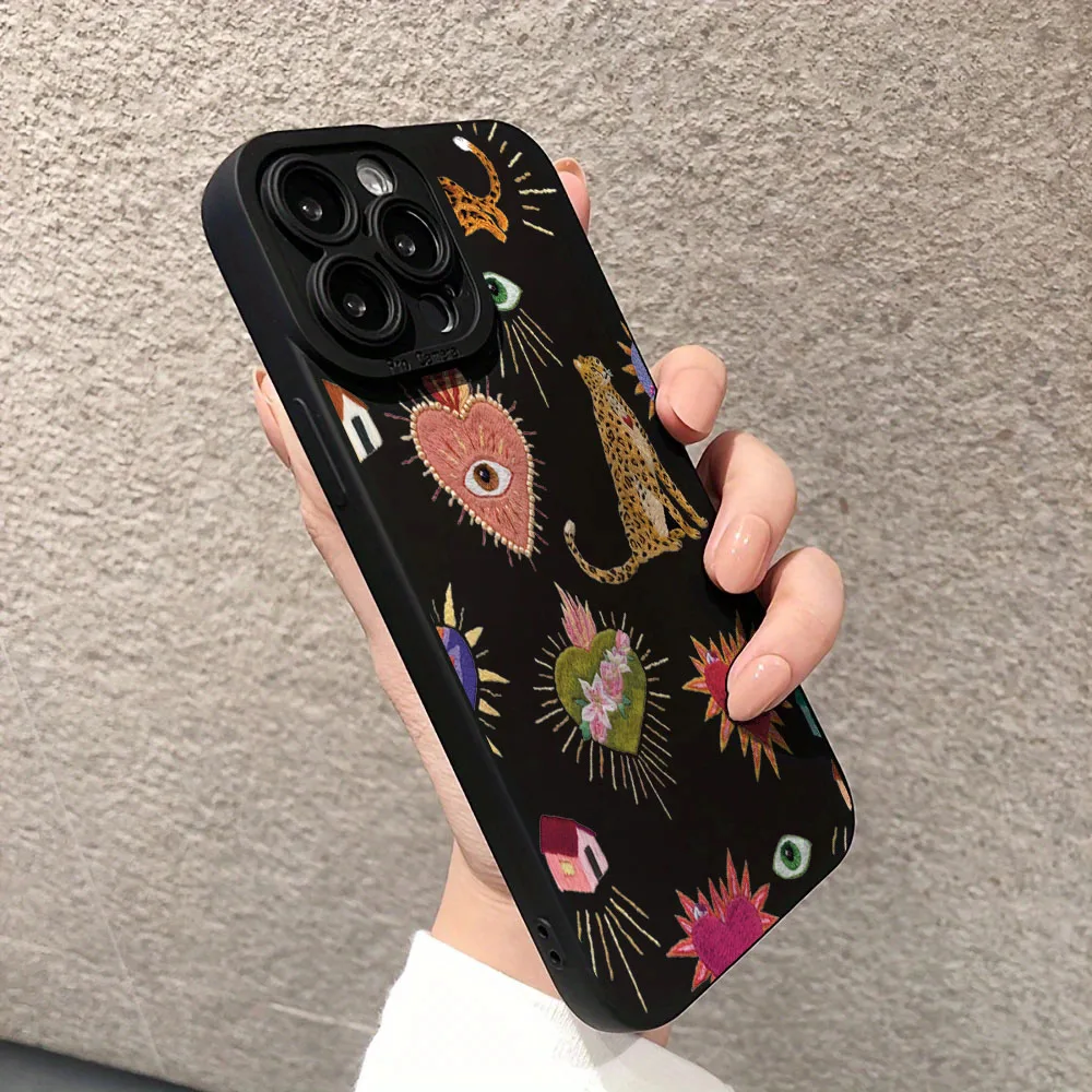 Funda de teléfono negra con diseño de ojo de leopardo para Xiaomi Redmi Note 14 13 12 Pro Plus 5G 12S 11 10 Redmi 14C 13C 4G, funda de silicona - imagen 3