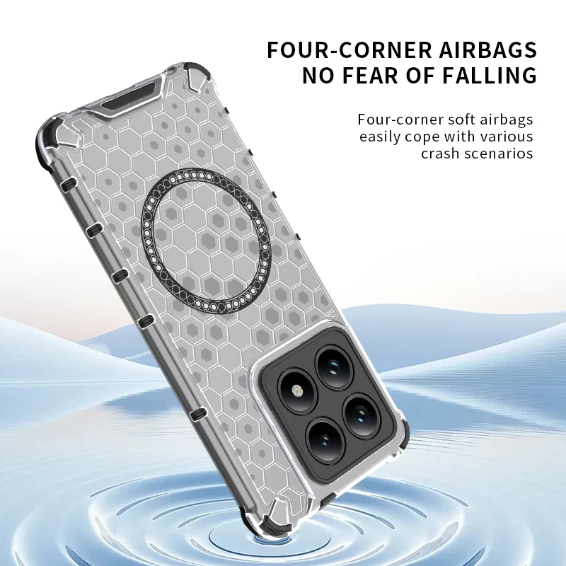 Funda de teléfono magnética 2 en 1 con protección completa a prueba de golpes para Xiaomi Mi 15 Pro 14T 14TPro, funda trasera translúcida con armadura de nido de miel - imagen 4