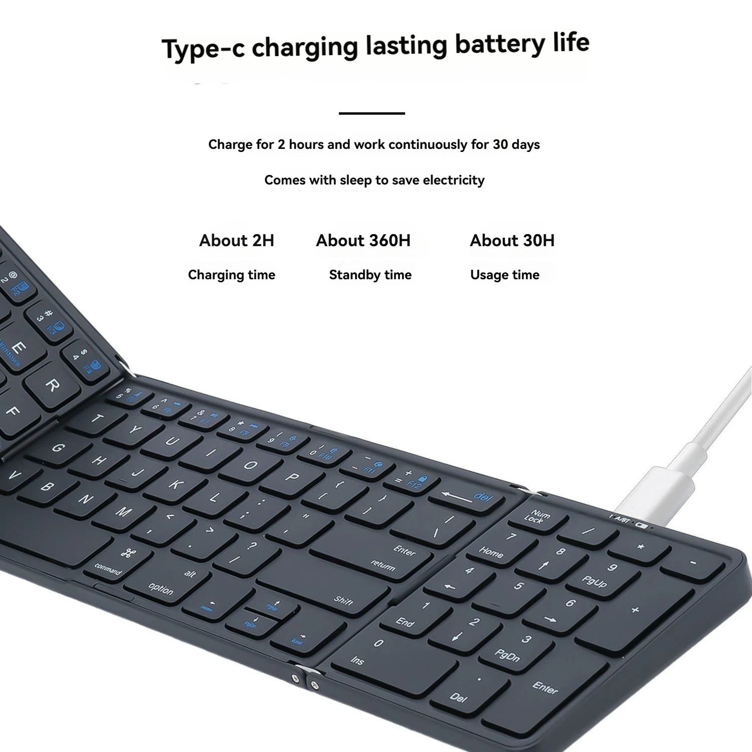 Teclado Bluetooth de triple pliegue, ultrafino, portátil, para IPad, Touch Pad, portátil, inalámbrico, teclado numérico plegable, accesorios de regalo - imagen 2