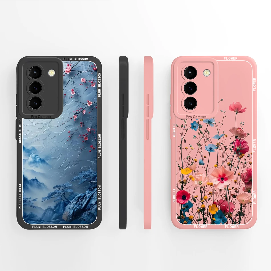 Para Samsung Galaxy S21 Plus Ultra S21FE Funda de teléfono con estampado Floral Funda de protección completa para GalaxyS21 Funda de silicona líquida suave - imagen 4