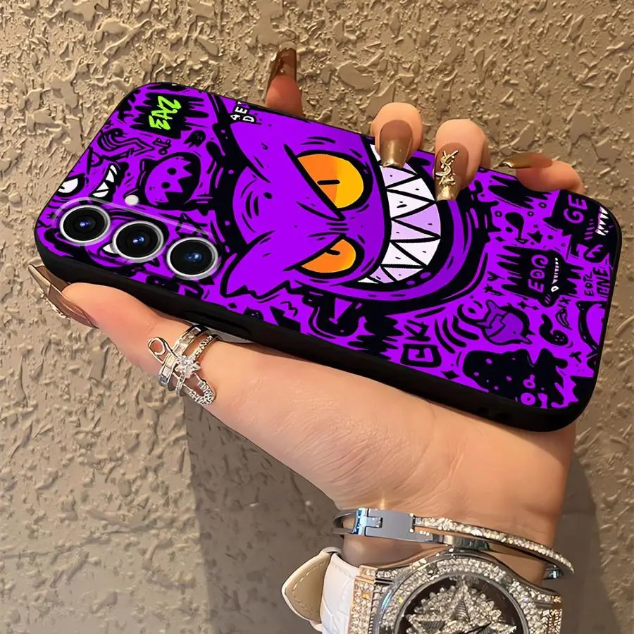 Funda de teléfono suave negra para Samsung Galaxy A36 A22 A52 A23 A53 A26 A72 A24 A55 A41 A32 A51 A73 A25 A71 A35 Graffiti púrpura - imagen 5