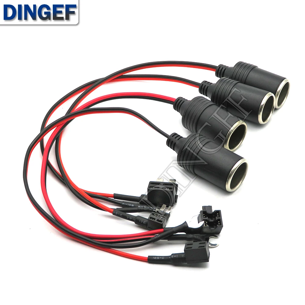 1 Juego de Cable cargador de encendedor de cigarrillos de coche de cobre puro, Cable adaptador de conector de enchufe hembra con fusible de coche 10A 20A 30A 25A 1A - imagen 3