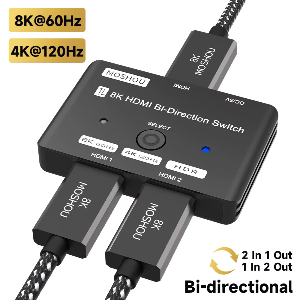 Divisor HDMI 8K60Hz 2 en 1 - Conmutador de aluminio 2.1 - imagen 3