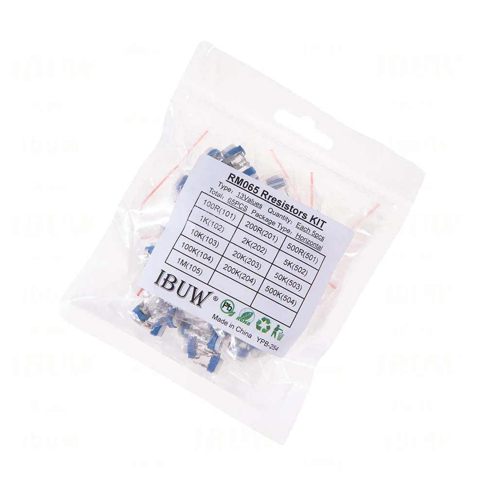 65 Uds potenciómetro recortador RM065 resistencia ajustable 100R ~ 1M potenciómetros 1K 5K 10K 20K 50K 100K 500K 1M resistencias variables - imagen 4