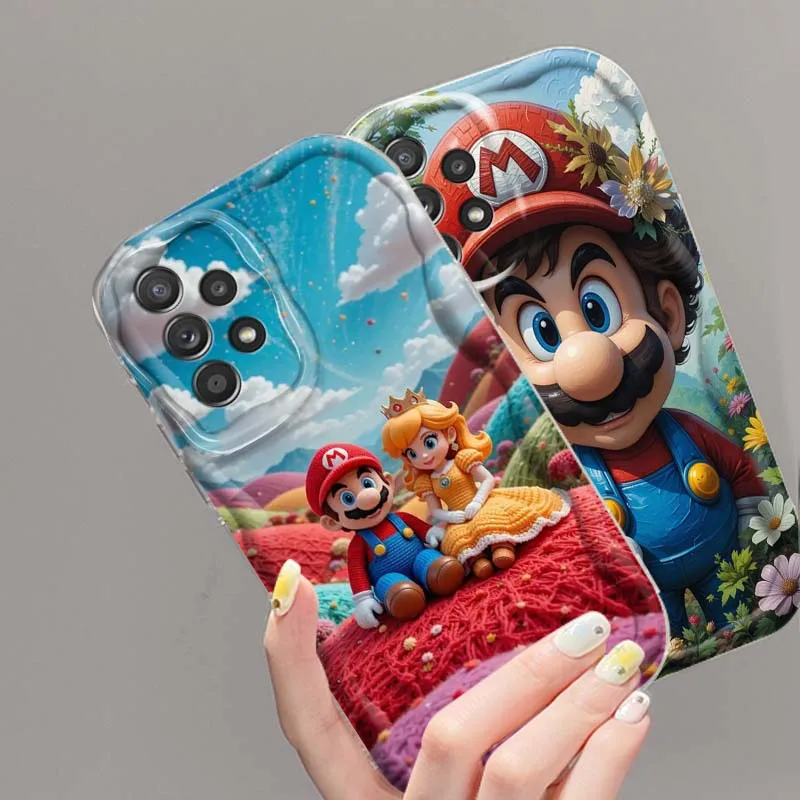 M-Marios pintura al óleo Color funda de teléfono para Samsung A73 A72 A71 A56 A55 A54 A53 A52 A51 A32 A36 A26 A25 A13 A14 5G onda de aceite - imagen 4