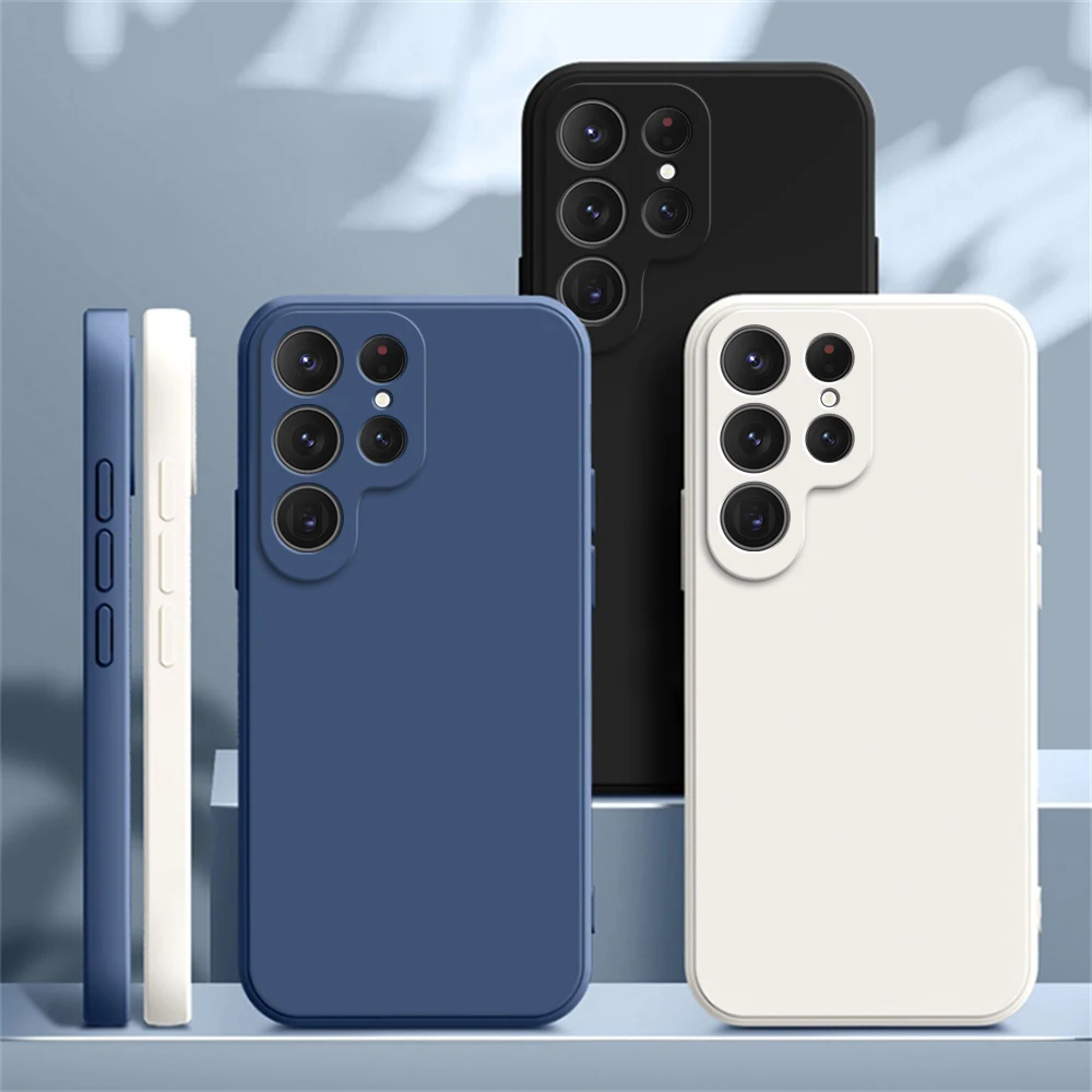 Funda de teléfono básica para Samsung Galaxy S22 S23 FE S24 Plus S 24 Ultra 5G, funda clásica de silicona líquida a prueba de golpes - imagen 2