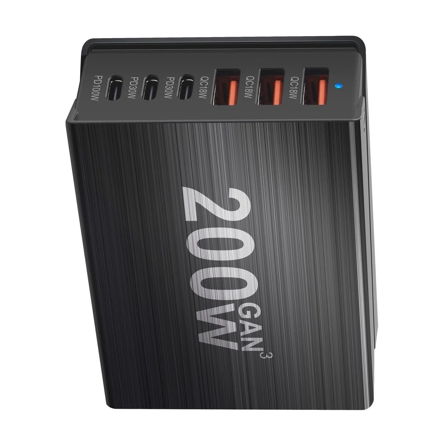 Estación de carga GaN de 200W, cargador USB C de 6 puertos, carga rápida QC PD 3,0 tipo C, cargador USB rápido para iPhone 15 14 13 12 Pro MacBook - imagen 4
