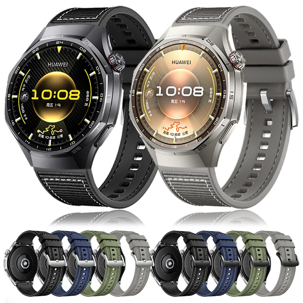 Correa oficial de nailon compuesto de 22mm para HUAWEI WATCH GT 6 5 4 46mm/Watch 5 Pro GT 3 2 Pro pulsera deportiva de silicona suave