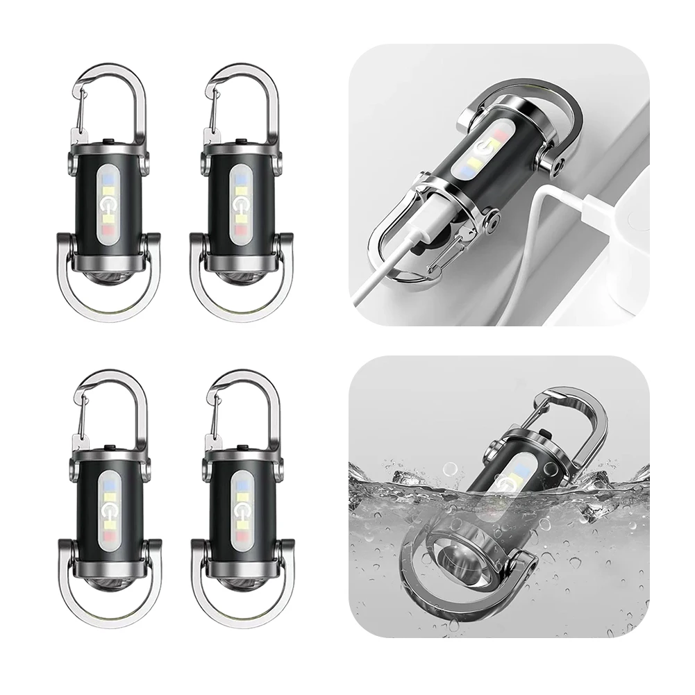 Llavero con linterna LED COB, llavero portátil multifuncional, linterna ultraligera para acampar, senderismo y acampada - imagen 2