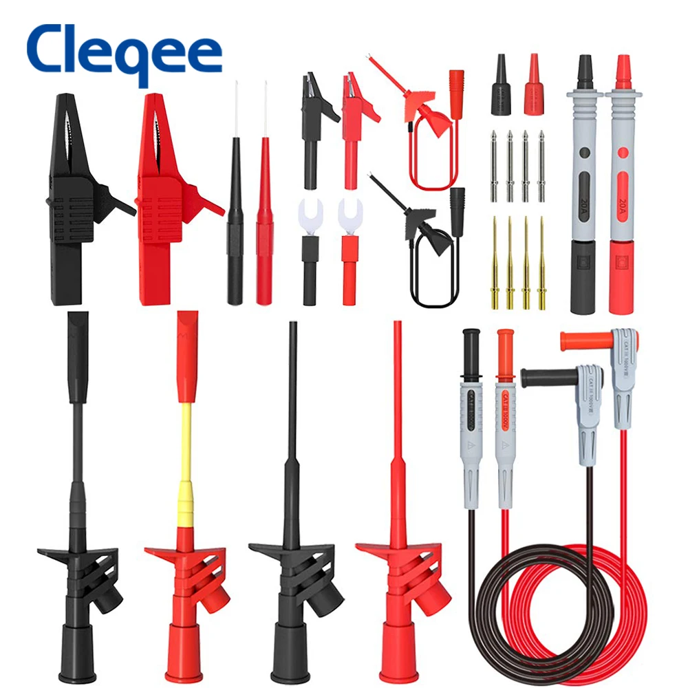 Kit de cables de prueba para multímetro, 28 Uds., pinzas de cocodrilo, sondas de prueba flexibles de alto voltaje, Clip de prueba de perforación de aislamiento reemplazable