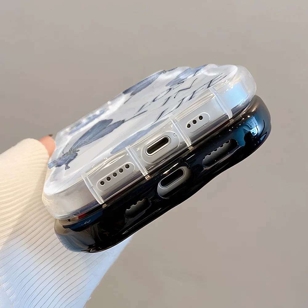 Funda A55 5G para Samsung A54 A53 A52 A35 A34 A32 A24 A23 A22 A14 A13 A05 S23 S22 S21 S20 FE S24 Ultra mariposa borde ondulado - imagen 5