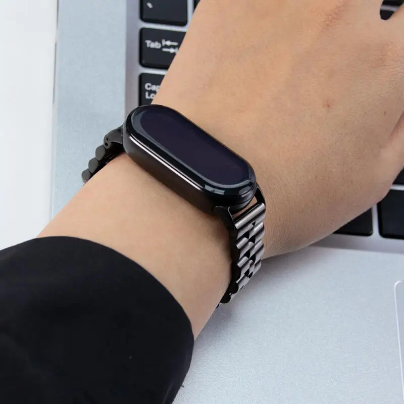 Correa de acero inoxidable para Xiaomi Mi Band 8/9, accesorios de pulsera para reloj inteligente Xiaomi Mi Band 8/9, correa reemplazable de Metal - imagen 5