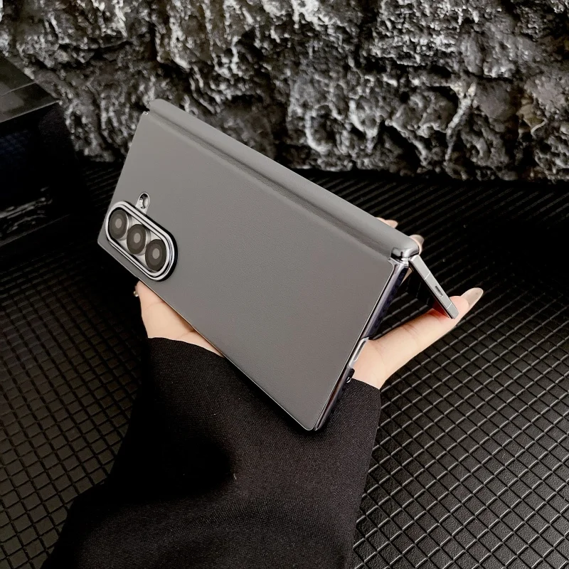 Para Samsung Galaxy Z Fold 7 Funda de cuero de lujo cubierta trasera de eje central magnético para Galaxy Fold7 Funda de parachoques Simple a prueba de golpes - imagen 4