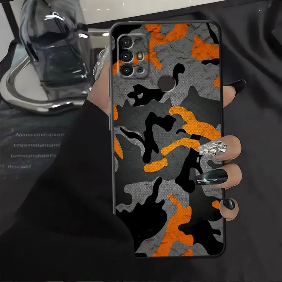 Funda con patrón de camuflaje para Motorola Mot G52 G60 G51 G73 Edge 20 Pro 30 Lite G60s G32 G71 G22 Edge40 G50 G53 G30 negro suave - imagen 4
