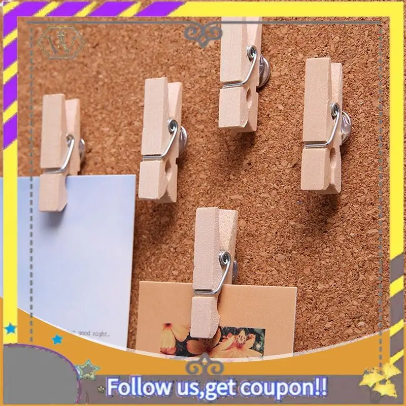 Nuevos chinchetas con Clips de madera, 50 Uds., chinchetas, Clips de papel creativos, pinzas para la ropa para tablero de corcho y pared de fotos de oficinas - imagen 4