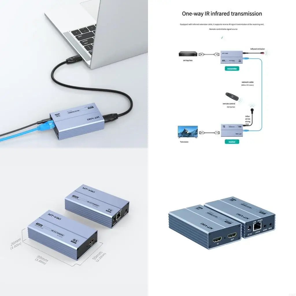 C90F HDTV Extender sobre Ethernet con controles IR admite resolución 1080p 60Hz y transmisión 150 m para AV