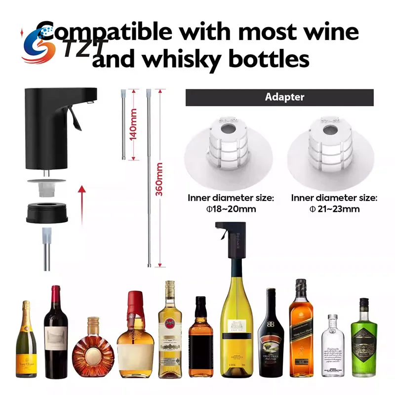 TZT-dispensador de vino automático inteligente, versión roja/blanca/negra, aireador, decantador de vino eléctrico, Alcohol, Vodka, whisky y vino - imagen 4