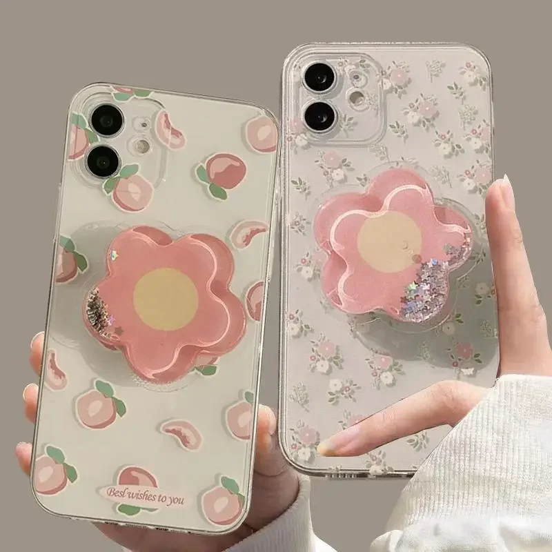 Funda con soporte de flores 3D INS para Samsung Galaxy S25 S24 S23 Ultra S22 Plus S25Ultra 5G S24FE A55 A54 A34 A35 A15 A16 A52 A53
