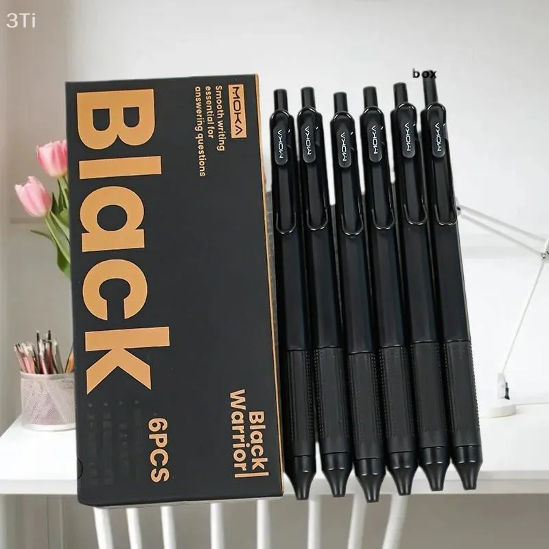 Bolígrafo de tinta de Gel retráctil, bolígrafo de silicona con punta ST, tinta de secado rápido sin manchas, tinta negra de 0,5mm, escritura suave, 6 uds. - imagen 4