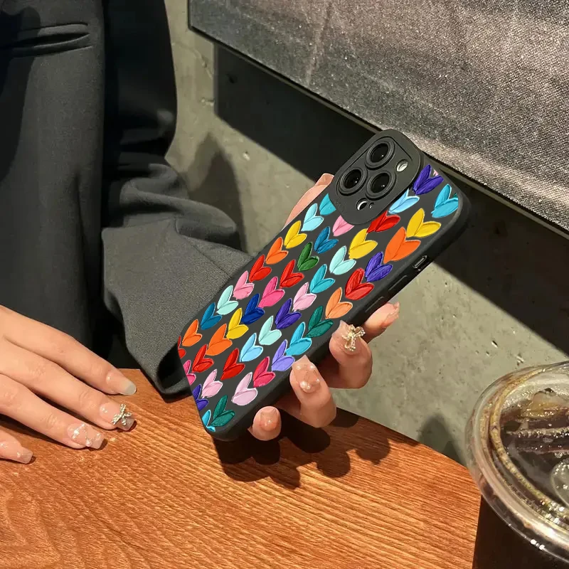Funda de teléfono de silicona con pintura al óleo Love para iPhone, 11, 12, 13, 14, 15, 16 Pro Max, XS, XR, 7, 8 Plus, SE 2020, protección de lente de cámara - imagen 5