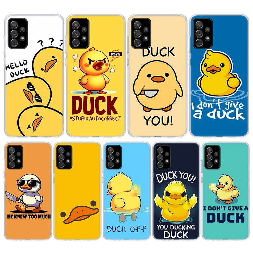Funda de teléfono de silicona con diseño de pato amarillo divertido para Samsung Galaxy A52 A51 A50S A42 A32 A22 A12 A02S A30S A20S A10S A41 A31 A21S A
