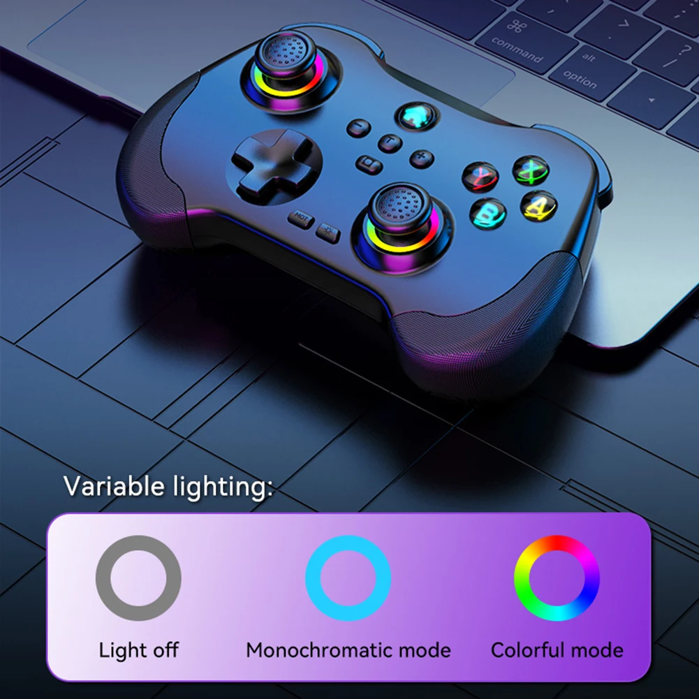 Joystick RGB 3D Hall para Switch, controlador de juego inalámbrico de doble vibración con Turbo programable, para vapordeck, PS3, PS4 - imagen 3