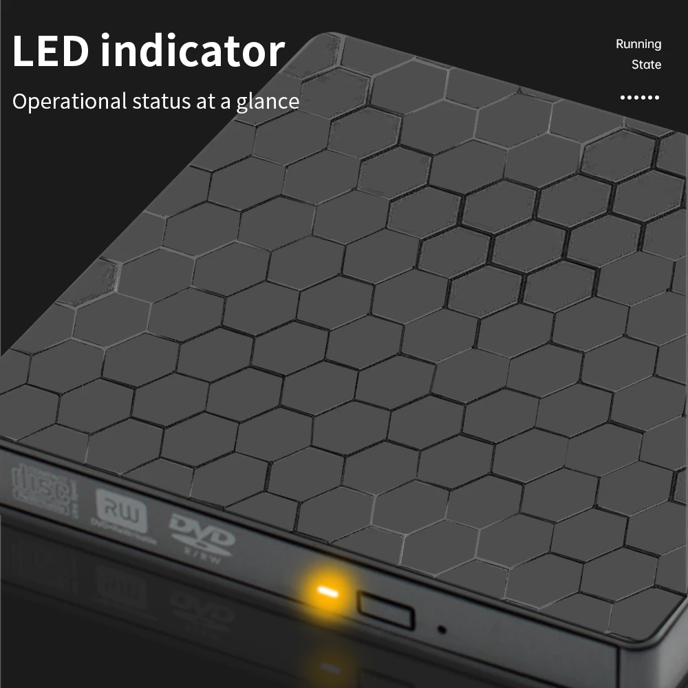 TISHRIC-Unidad óptica externa USB 3,0, Cable tipo C, lector de CD, DVD, reproductor de CD, DVD, RW ROM, Compatible con IMAC, ordenador portátil de escritorio - imagen 4