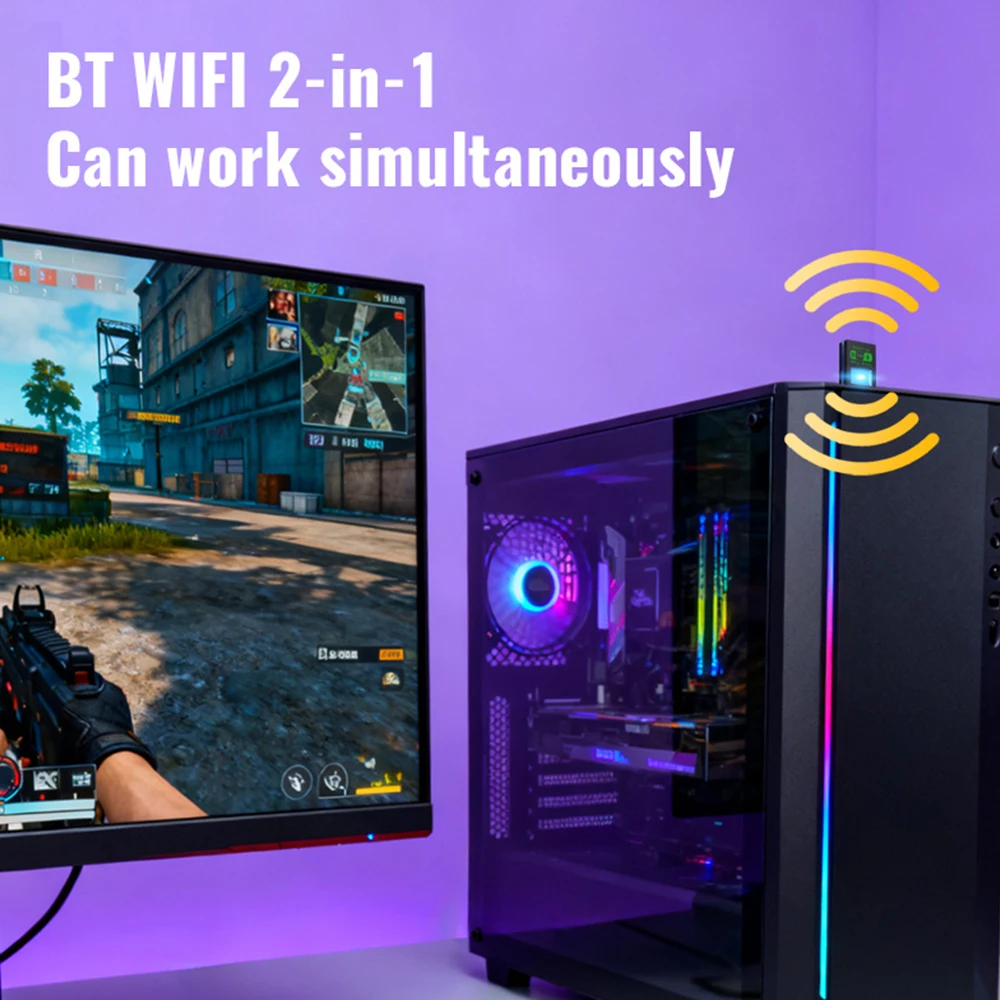 Adaptador AX900 USB WiFi 6 Bluetooth 5,4 2 en 1 banda Dual 2,4G y 5GHz red USB controlador receptor WiFi inalámbrico gratis para Win 10/11 - imagen 5