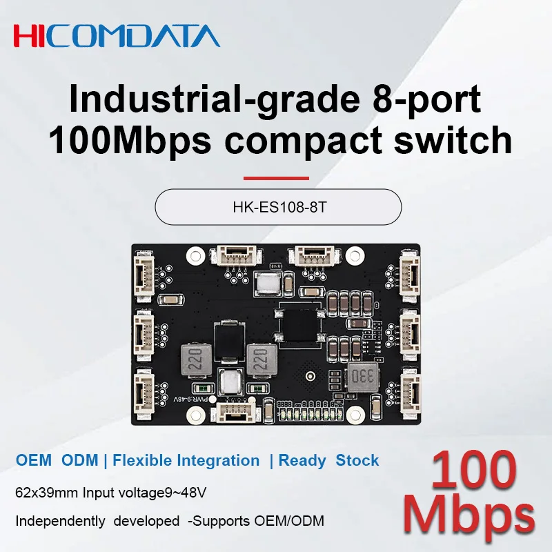 Interruptor de seguridad intrínsico para minería, control industrial, comunicación por satélite, interruptor industrial de 8 puertos, 100Mbps, placa base PCBA