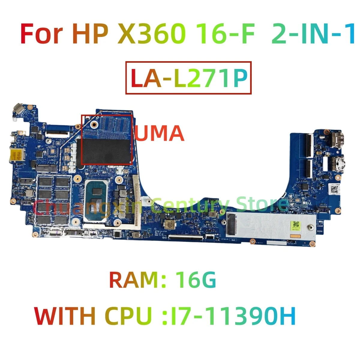 Placa base LA-L271P adecuada para la placa base del ordenador portátil HP X360 16-F 2 en 1 con CPU I7-11390H RAM 16G UMA 100% probado completamente en funcionamiento