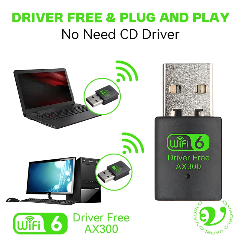WIFI6 USB Wireless Network Card Adapter AX300 802.11AX 2.4GHz WI-FI Receiver Mini Dongle For PC Laptop Windows7/10/11 Drive Free - imagen 5